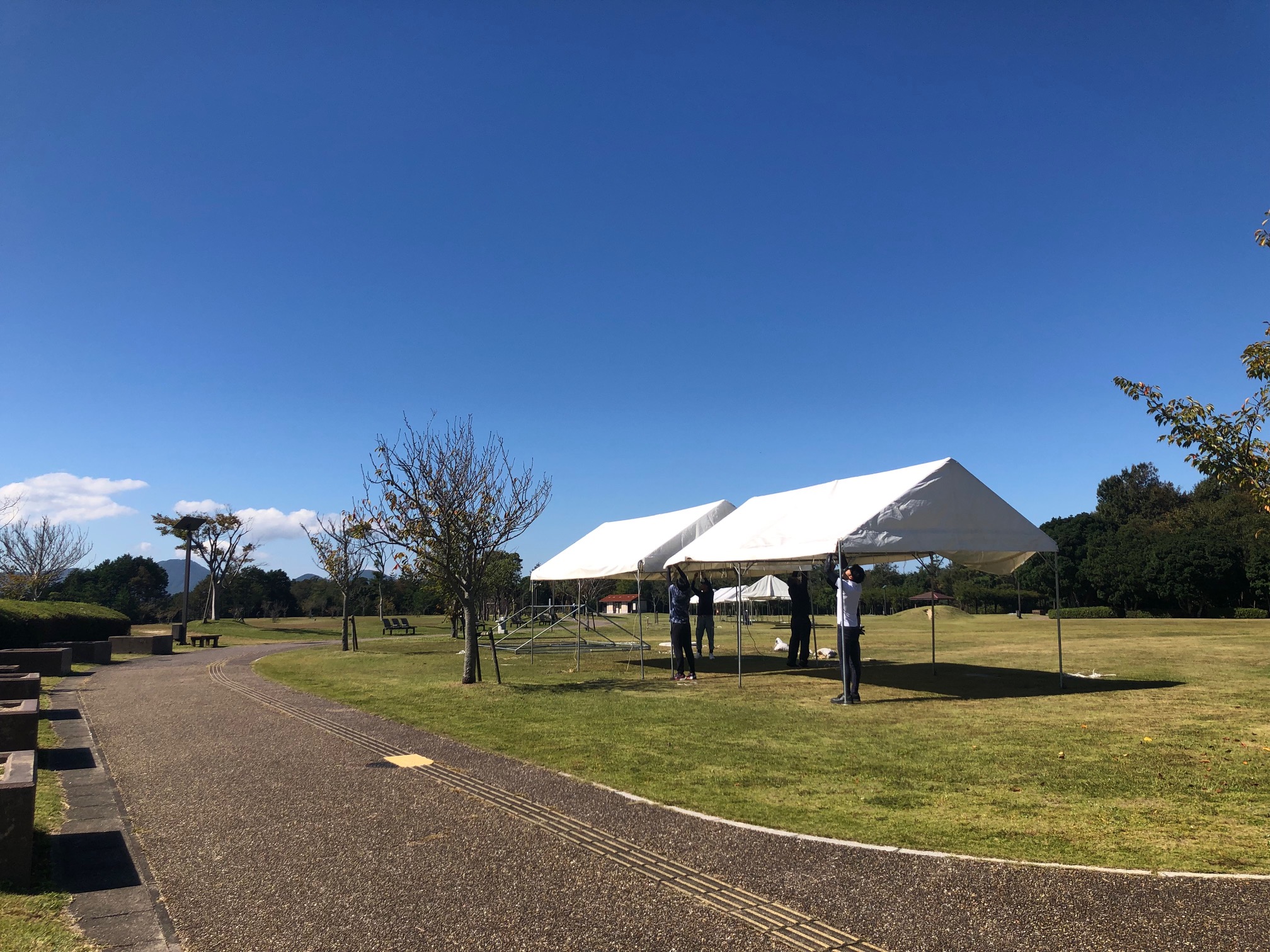 会場準備開始! 萩・石見空港マラソン全国大会